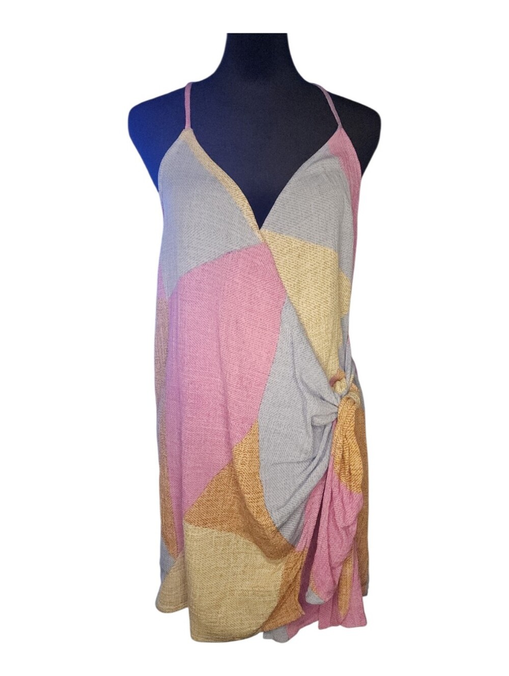 O'Neill Marlo Beige Multi Print Wrap Dress, Womens Medium